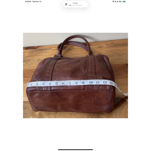 Frye Melissa Leather Satchel Tote Bag Brown Cognac Distressed Style Medium - Picture 11 of 12